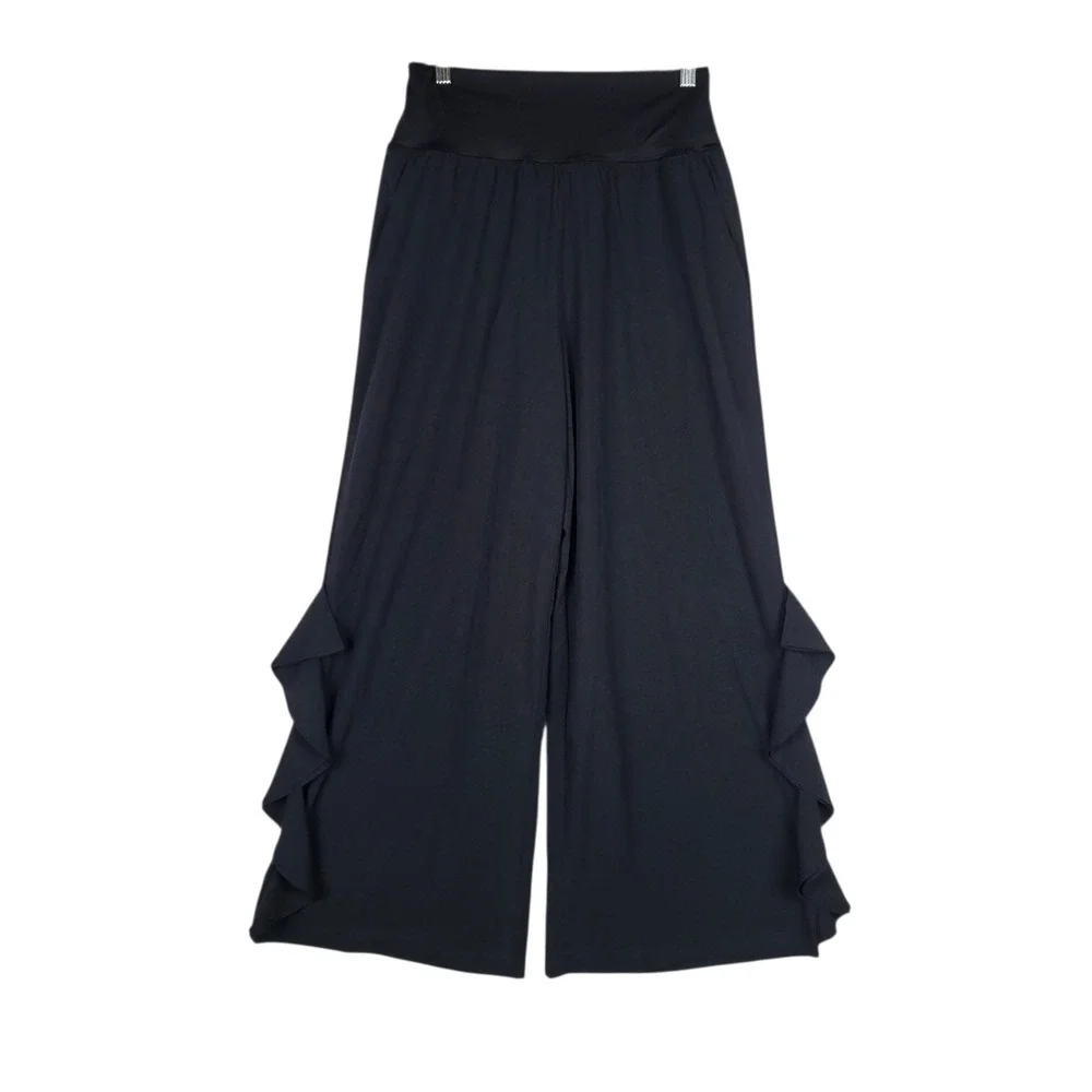 Halara Breezeful High Waisted RuffleWide Leg Quick Dry Pants Women's Small Black - Picture 9 of 16